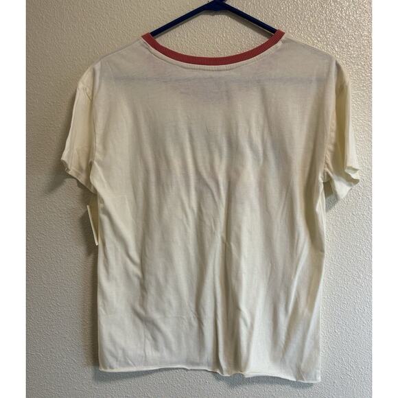 NWT Fifth Sun Women’s Size M America Graphic Cropped T-Shirt Cream Retro casual - Picture 2 of 7